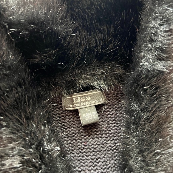 Lisa International Christmas Themed Faux Fur Collar Sweater Vest - Picture 2 of 4